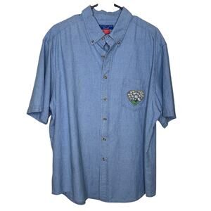 Vintage Puritan Mens Peacock Embroidered Short Sleeve Shirt Size: XL